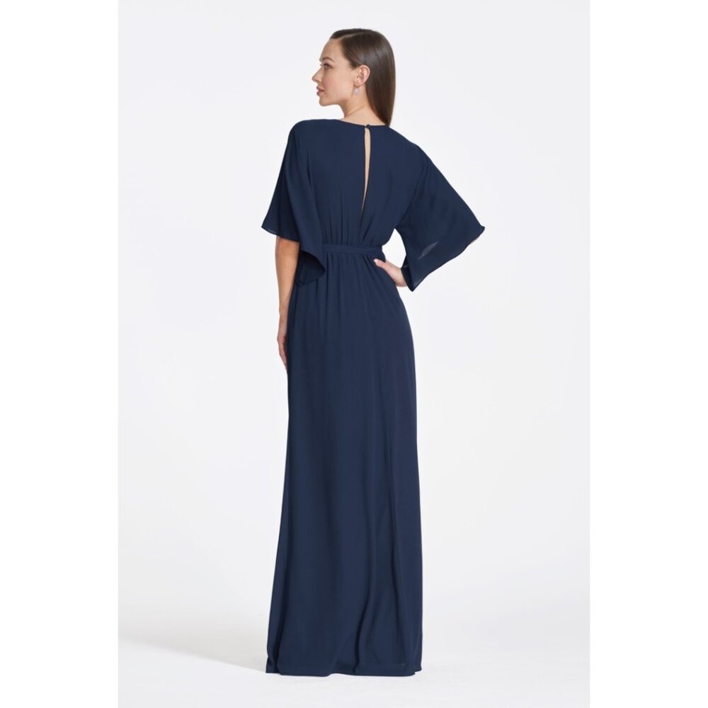 Long Formal Dress with Sleeves. Navy. Size 14 - Picture 2 of 3